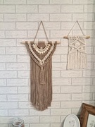Makrama odcienie beżu wisząca dekoracja na ścianę boho rękodzieło