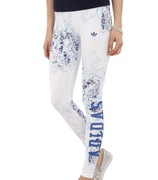 Limitowane legginsy Adidas originals 34/xs białe kwiaty