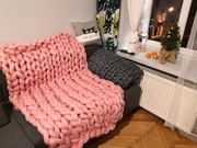 Ręcznie robiony koc Przędza Merino 100%