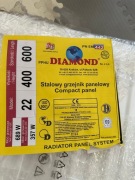 GRZEJNIK PANELOWY STALOWY C22 872W 40x60cm BOCZNY BIAŁY WIESZAKI DIAMOND