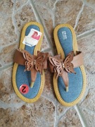 Klapki japonki jeans denim z motylem Paris Blues