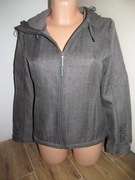 Szara jesienna kurtka, na rower, z kapturem, z kieszeniami