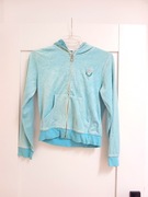 158cm 12-13lat jasnoniebieska turkusowa bluza z kapturem rozpinana blu