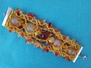 BRANSOLETKA Z KARNEOLEM I TURKUSEM ŻÓŁTYM MAKRAMA