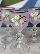 Różowe Kieliszki Bohemia różowe do likieru nalewek 6 szt