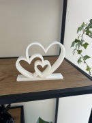 Statuetka Trzy Serca – Druk 3D | Dekoracja Loft, Prezent, Biel,Walentynki
