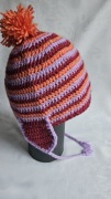 Czapka kolorowa w paski dziergana ręcznie szydełkowa zimowa jesienna