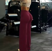 Legginsy damskie sportowe z szerokimi nogawkami i wysokim stanem siłownia