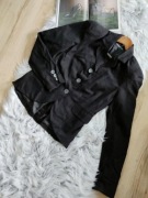  FLAMANT ROSE M (38) Czarna Bawełniana Marynarka ze Ściągaczami