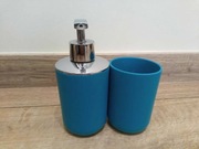 Pojemnik na mydło i kubek na szczoteczki turkusowy