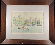 Akwarela Stettin Szczecin lata 30ste