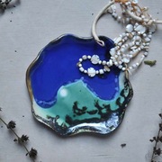 Ceramiczny talerz na biżuterię turkus, indygo unikatowy