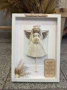 Anioł Stróż z modlitwą, Chrzciny, pamiątka chrztu dla dziewczynki, od ręki