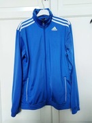 Unisex bluza Adidas oldschool 3 paski niebieska L vintage sportowa