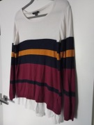 Sweter PASKI BIAŁA BORDO GRANAT BLUZKA KOSZULOWA wiskoza r. M 40/42 ESMARA