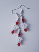 Zestaw zawieszka i kolczyki czerwone białe