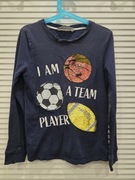 Bawełniana bluzka koszulka z długimi rękawami cekiny piłki H&M r. 122/128