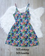 sukienka, rozm. M/L, na lato, mini, na plażę, kolorowa, kwiaty, wzorzysta