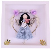 Ramka Dzień Babci i Dziadka Anioł Stróż Rękodzieło Makrama 27x27 Prezent