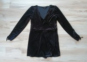 Czarny, welurowy kombinezon z zakładką 38/M Brave Soul