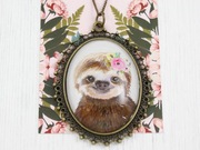 Native Bloom wisiorek leniwiec duży naszyjnik vintage retro boho folk NB07