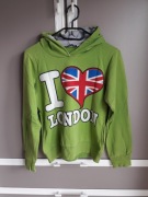 Zielona bluza z kapturem I love London rozmiar XS/S damska ze ściągaczami