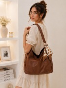 Brązowa Torebka Damska Shopper Na Ramię Duża Elegancka