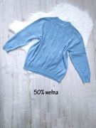 sweter męski, rozm. XL, premium, woolmark, błękitny, ciepły, grubszy, wełna