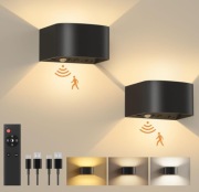 Kinkiety LED FULEN 2 sztuki czarne czujnik ruchu