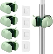 Elitecran 4x uchwyt ścienny na miotły i mopy + 8 haczyków, zielony