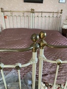 Antyczne Łóżko Metalowo Mosiężne 