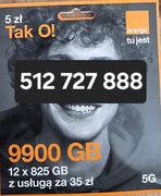 Złoty numer 512 727 888 łatwy numer Orange 9900GB