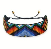 Bransoletka BOHO pleciona z koralików kolorowa blue