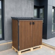 Zabudowa na kosze stalowa obudowa wiata na worki lamele drewnopodobne  