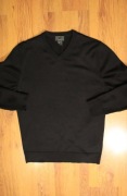 Sweter H&M r. S wełna merino czarny dekolt v