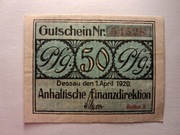 notgeld Dessau, pieniądz zastępczy, 50 Pf, 1 April 1920