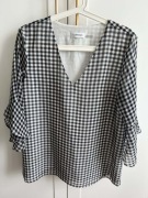 Bluzka damska lejąca w kratę szyfonowa biało-czarna CALVIN KLEIN r. 38 M