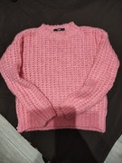 Ciepły różowy sweter damski oversize Bik Bok 16% wełna r. S