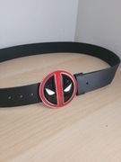 Czarny męski skórzany pasek Deadpool 