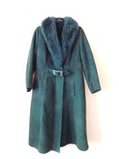 Kożuch eko skóra zielony długi 42 44