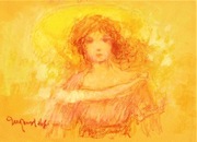 DZIEWCZYNA W KAPELUSZU pastel olejny 20x29cm 