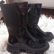 Lakierowane botki czarne 41 z suwakiem