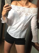 Biała koszula hiszpanka koronka S