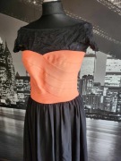 Zwiewna sukienka Hiszpanka wesele koronka neon pomarańcz