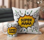 Prezent na dzien matki zestaw dla mamy poduszka kubek super mama efekt 3d