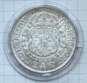 #3856 Szwecja 2 korony 1940 srebro piękna 