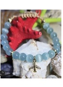 BRANSOLETKA SAMOLOT CHARMS CYRKONIE KAMIEŃ KOCIE OKO REGULOWANA 