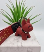 Czerwony buldog brelok do kluczy torebki piesek pies zawieszka