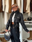 Kurtka z eko skóry ze ściągaczem i złotymi elementami Softy