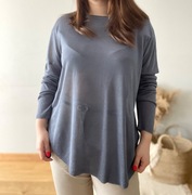 Sweter z wiskozy oversize cienki szafirowy szeroki luźny niebieski 48 